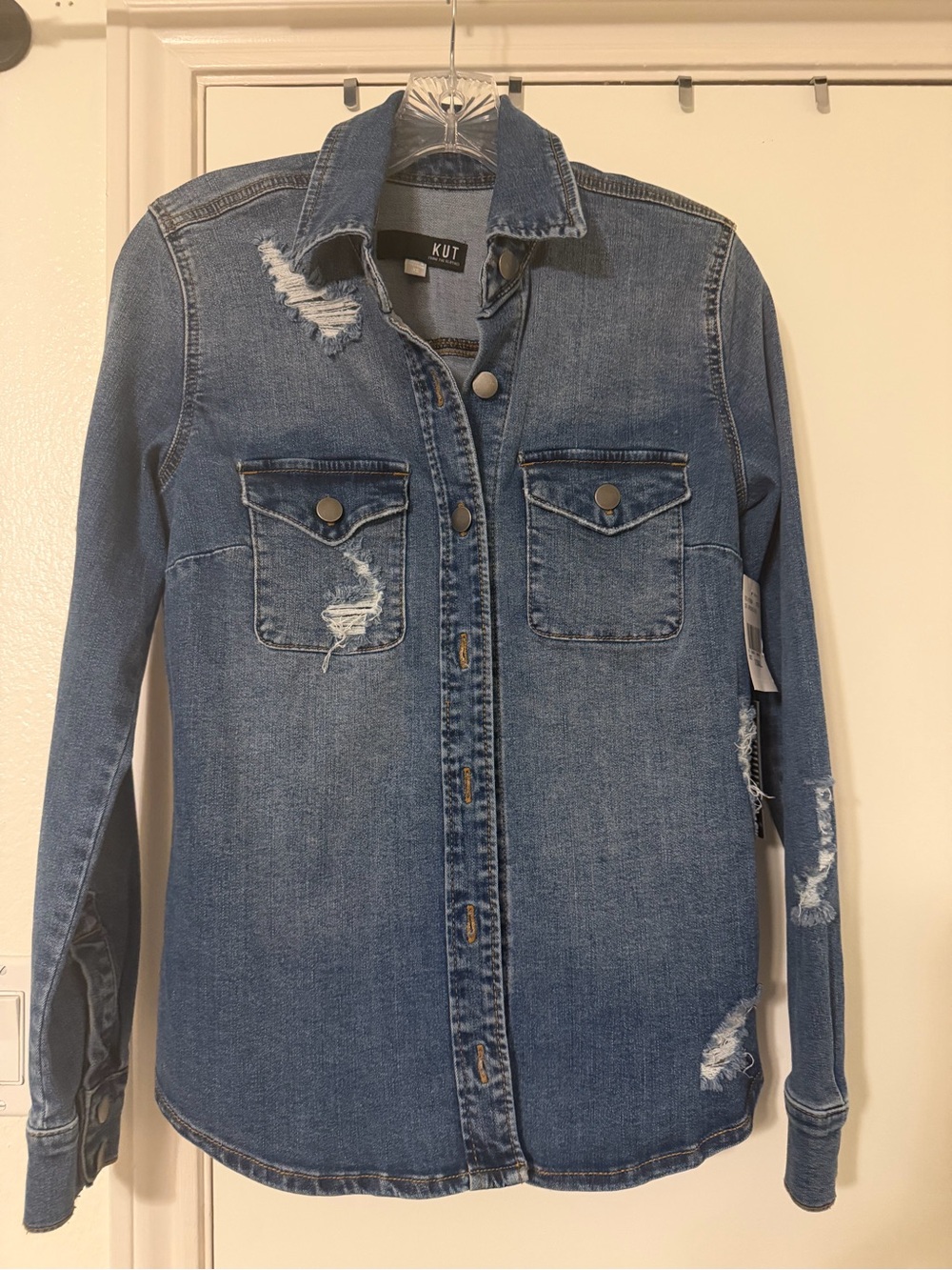 NWT-Kut from the Kloth Blue Distressed Denim Jacket
